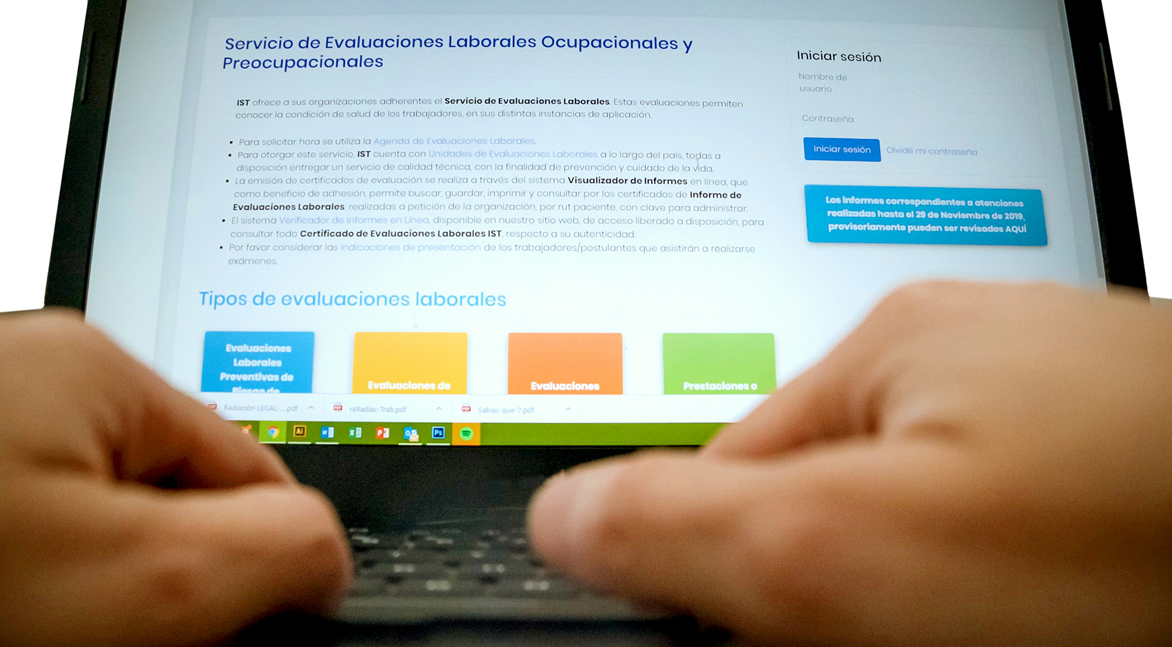 acceso plataforma evaluaciones laborales usuario baja